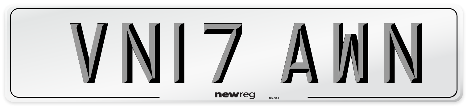 VN17 AWN Number Plate from New Reg